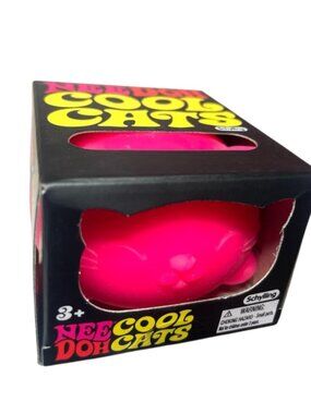 🆕 NEW 💗 NeeDoh “Cool Cats” Pink Squishy Fidget Toy by Schylling 🐱✨RARE!!